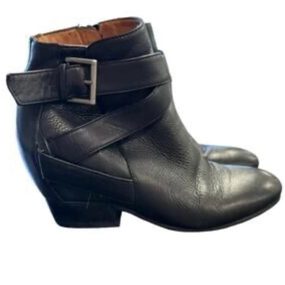 Gentle Souls Black Leather Moto Ankle Boots, Size 7.5